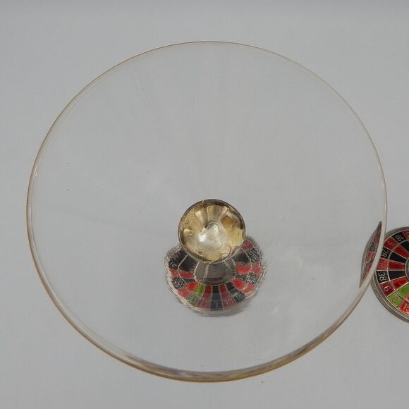 Roulette Wheel Martini Glassware Glasses Pair Godinger Silver Art Company - Picture 10 of 14